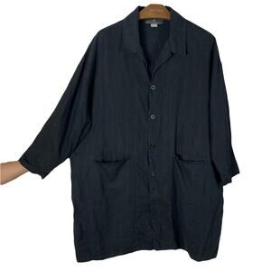 nwot SHACK INCORPORATED Shirt-Dress Jacket Cardigan OS Linen,5-Buttons,Pocket,